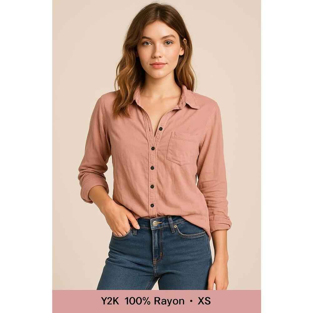 Mudd Rose Pink Button Up Shirt Size xs Long Sleeve